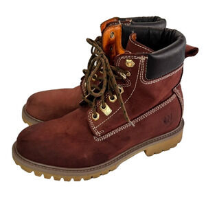Weinbrenner Boots Women's 6 Rust Red Leather Lace Up Lugged Work Style